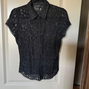 The Limited black lace button up top M